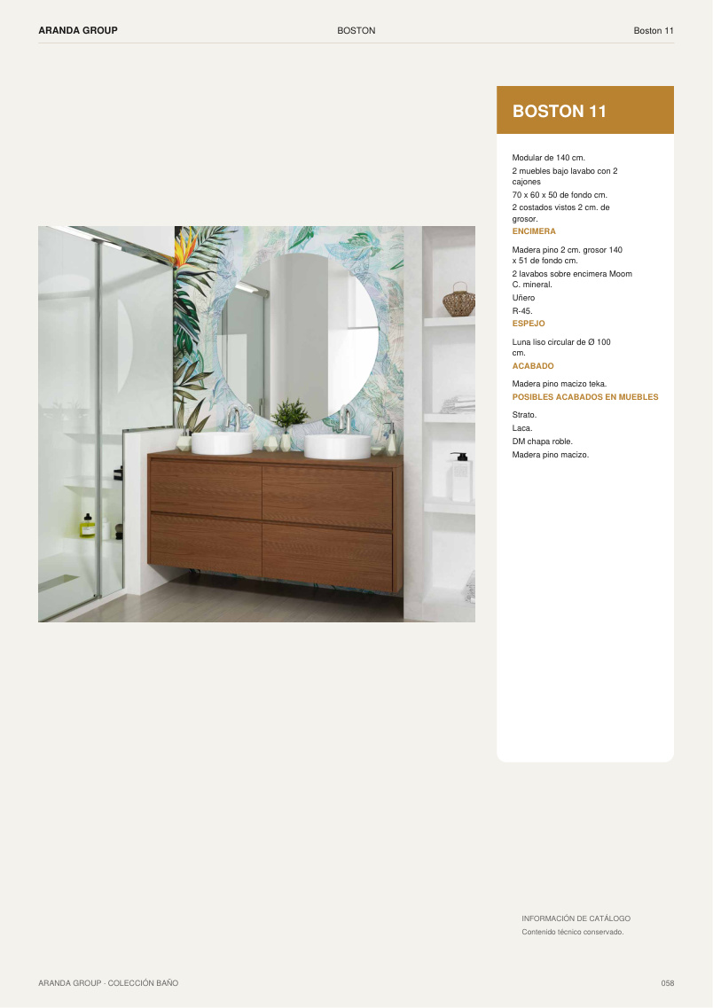 Mueble de baño Aranda en madera de pino macizo